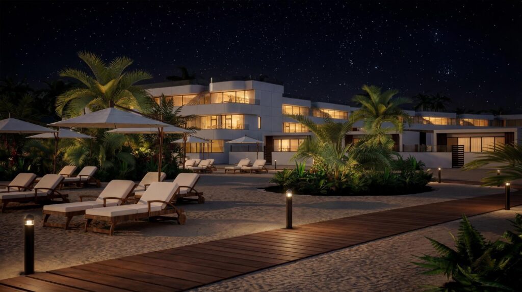 Luksusowe apartamenty turystyczne i wille z prywatną plażą w pierwszej linii brzegowej w Vera Playa-Almería