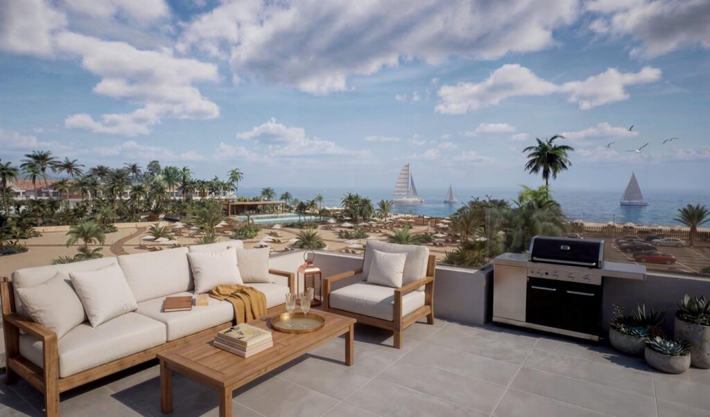 Luksusowe apartamenty turystyczne i wille z prywatną plażą w pierwszej linii brzegowej w Vera Playa-Almería