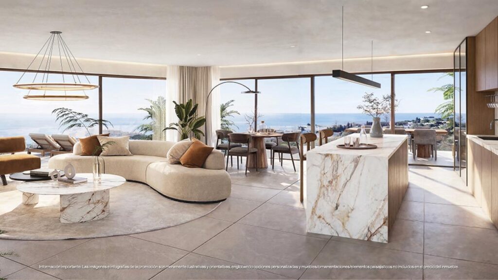 Luksusowe, nowo wybudowane kamienice na sprzedaż w Las Lomas del Higuerón z widokiem na morze i prywatnymi basenami