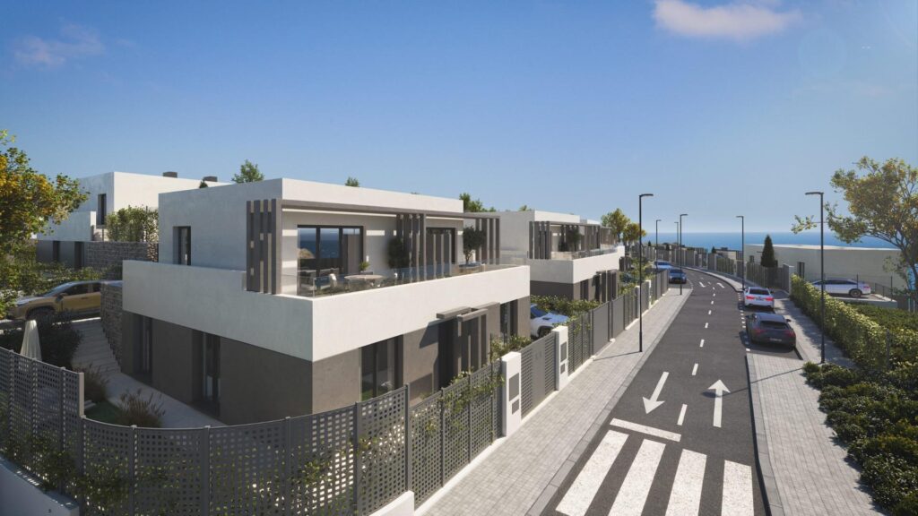 Nowe domy z widokiem na morze w Castillo de Lagos, wschodnie wybrzeże Costa del Sol