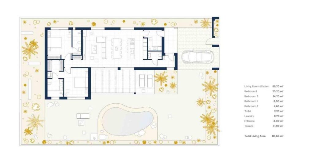 Nowoczesne parterowe wille w ośrodku Altaona Golf Resort w Murcji