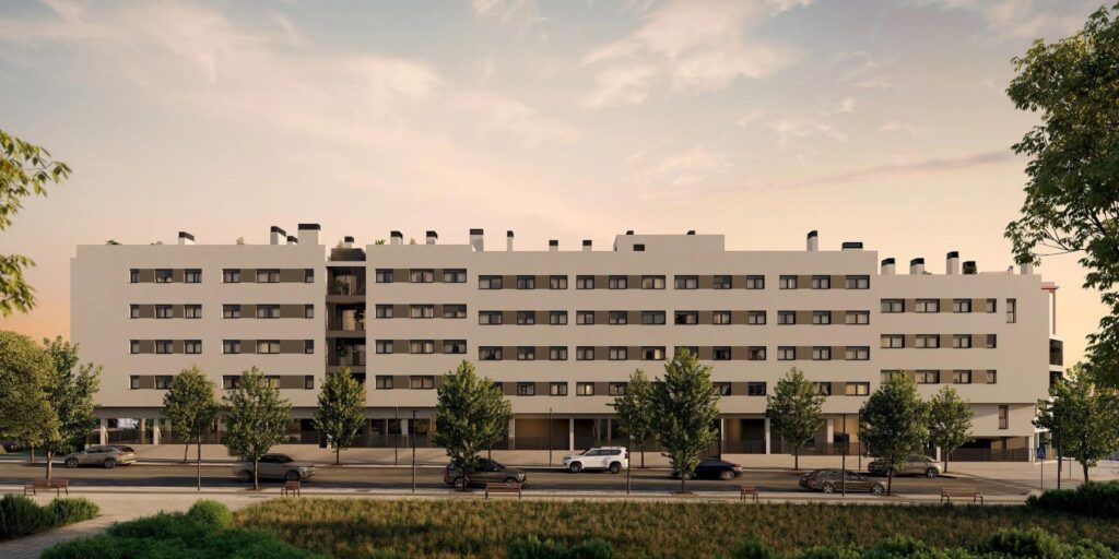 Nowo wybudowane osiedle mieszkaniowe w Alicante, z otwartym widokiem na miasto.