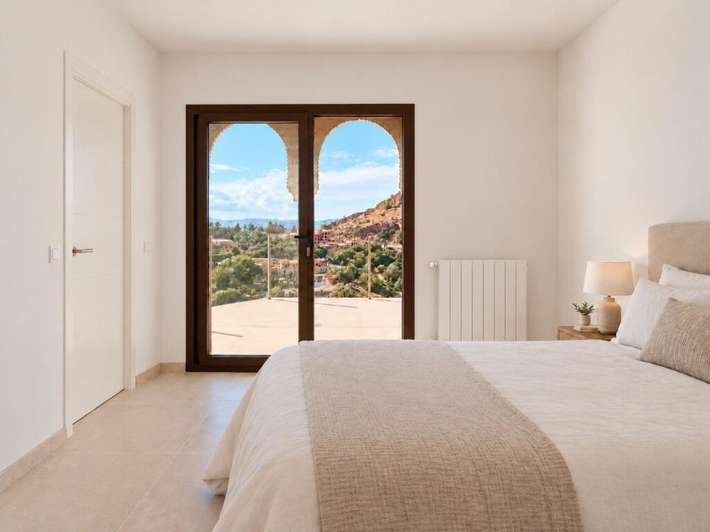 Nowe kamienice z widokiem na góry w Sierra Cabrera, Almeria