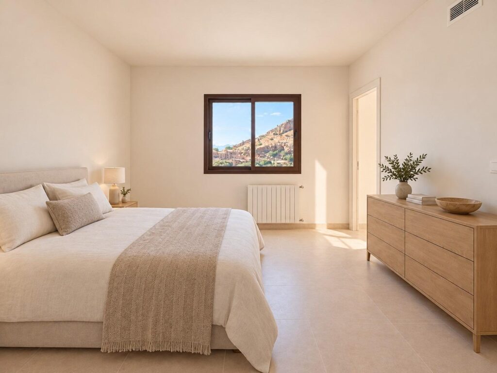 Nowe kamienice z widokiem na góry w Sierra Cabrera, Almeria